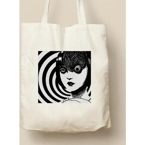 Anime Tomie Female Bag Japanese Gothic Horror Cartoon Canvas Bag Large Capacity Harajuku Shopper Bag Fashion Casual Shoulder Bag