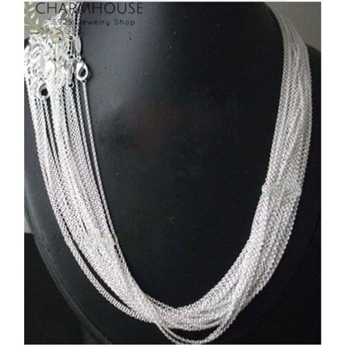 10pcs/lot Pure 925 Silver Necklaces For Women 1mm Link O Chain Long Necklace 16-24 inch Collier Fashion Jewelry Accessories