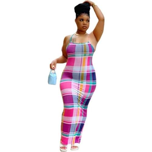 Womens Slim Print Fashion Sling Spaghetti Bodycon Lace Strappy Ladies Evening Party Maxi Long Dress Plus Size S-4XL V Neck