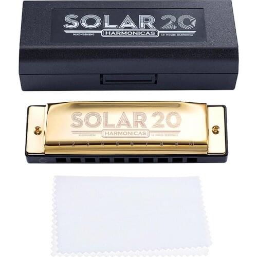 10 Holes Gold Harmonica Diatonic Blue Harp Mouth Organ Key of Reed Musical Instrument for Beginner