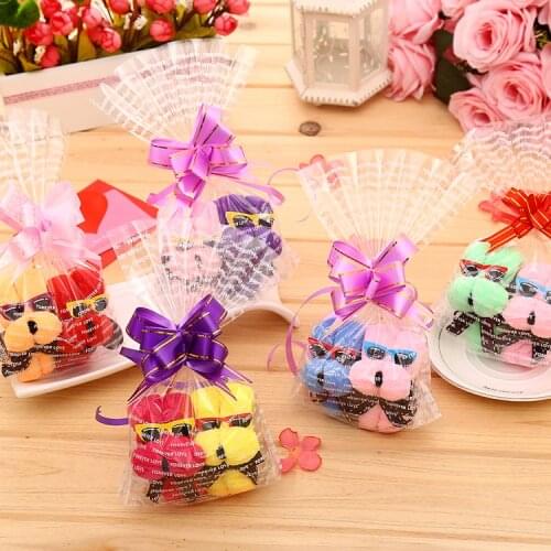 10pcs nice packing 20*20cm Cute Dog Shape Cotton Cake Towel Creative Mothers Day Wedding Persent Birthday Gifts hand towel