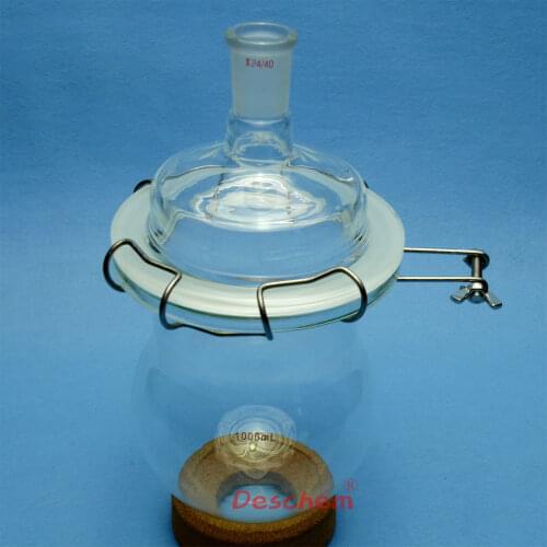 1000ml,24/40,Glass Reaction Reactor,One Necks,1L,Reaction Vessel,W/Lid and Clamp