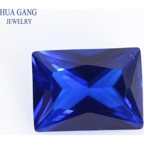 113# Blue Rectangle Shape Princess Cut Synthetic Spinel Stone For Jewelry Size 2x3mm~10x14mm