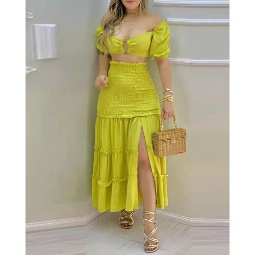 2021 womens summer new solid color fashion casual skirt suit