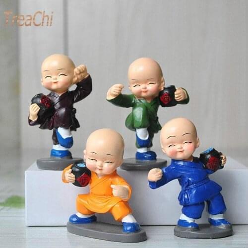 4Pcs Mini Shaolin Kung Fu Kid Four Little Monks for Car Decoration Baby Toy