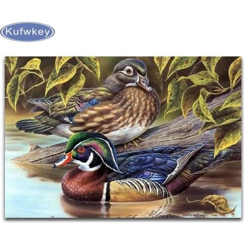 5D Mandarin Ducks Cross Stitch Embroidery DIY Diamond Mosaic Painting Rhinestones Set For Needlework square Diamond Embroidery