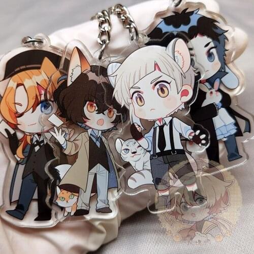 Anime Bungou Stray Dogs Nakahara Chuuya Akutagawa Ryunosuke Osamu Dazai Acrylic Keychain Pendant Badge Stand Figure Model Toy