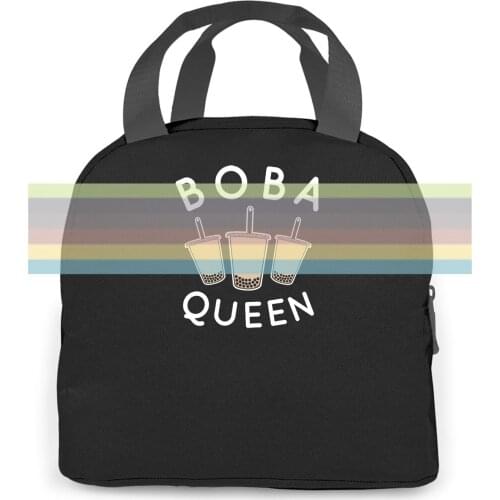 Boba Queen , Ice Drink Tea Bubble Boba Natural Print Cheap Sale women men Portable insulated lunch bag adult student