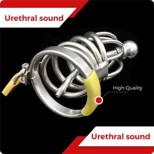 Cuckold Male Small Chastity Cage Metal Cock Device Urethral Sound Outdoor Wear Penis Ring Lock BDSM Bondage Gay 18+ Sex Toys Men