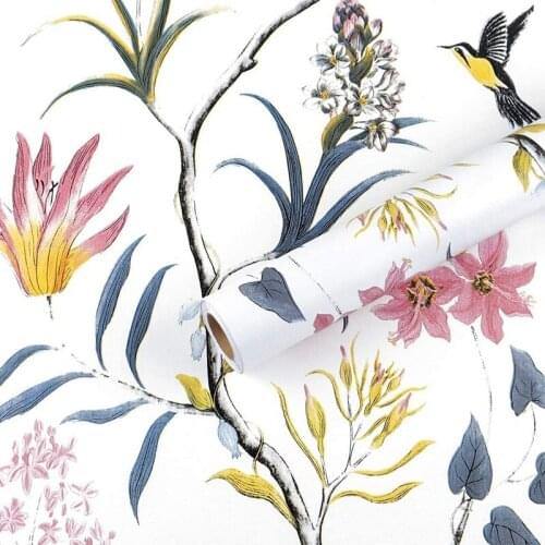 Floral Peel Wallpaper Floral Vintage Contact Paper Decorative Self Adhesive Removable Wallpaper Vinyl Film Wall Covering