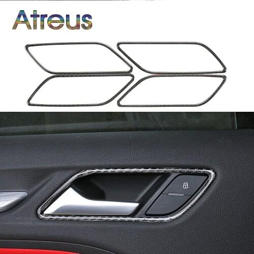 Atreus Car-styling Carbon Fiber Door Handle Decorative Strips Trim Stickers Cover on Cars For Audi A3 8V 2012-2017 Accessories