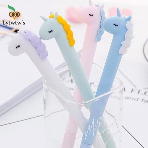 1 Pcs Lytwtws Stationery Cute Candy Unicorn Gel Pen School Office Cute Kawaii Supply Novel Creative Handle sweet pretty lovely