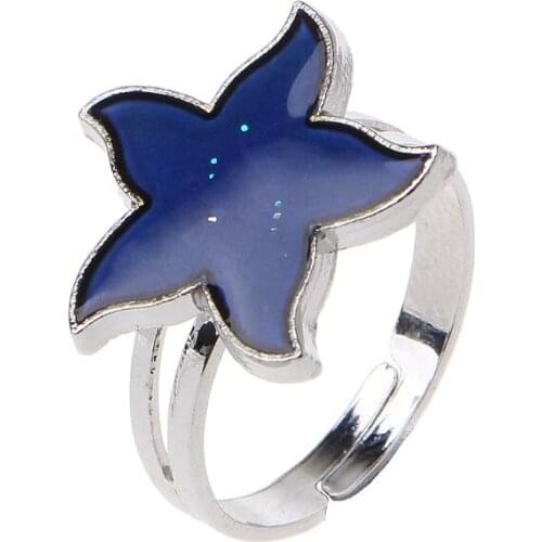 Cartoon Sea Starfish Mood Ring Temperature Emotion Feeling Rings For Women Kids