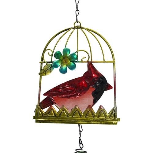 40# Metal Bird Cage Wind Chimes Metal Bird Crafts Rainbow Suncatchers Painted Decorative Bell Pendants Vintage Windmill Present