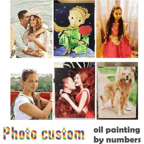 Photo Customized Painting by Number DIY Oil Painting By Numbers Picture Drawing Canvas Coloring by Numbers Family Photos