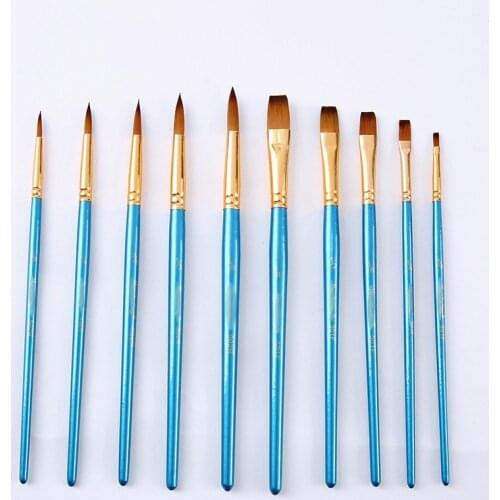 Multifunction Nylon Art Supplies Paint Brush Set 5 Pcs Wooden Handle Watercolor Gouache Pearl Blue Kids Drawing Painting