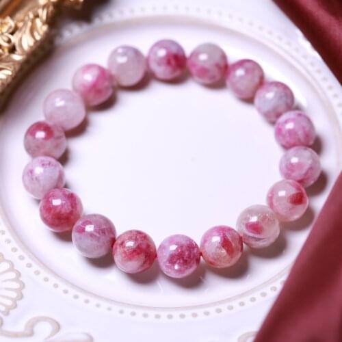 Natural Lepidolite Watermelon Tourmaline Stretch Bracelet 8mm 10mm 12mm Women Gift Red Round Beads Jewelry Femme AAAA Bracelet