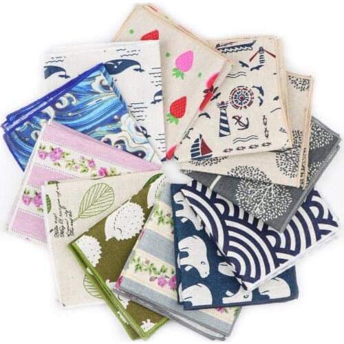 Handkerchief Scarves Vintage Linen Hankies Mens Design Pocket Square Handkerchiefs 22*22cm