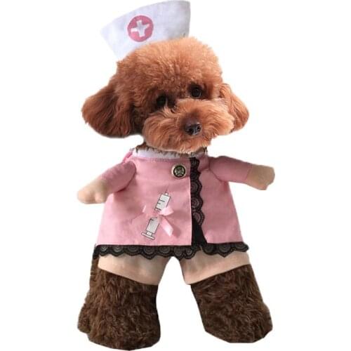 New Pink Pet Clothes Cosplay Nurse Style Dog Coat Small Puppy Jumpsuit Coat Free Shipping Dogs Clothes