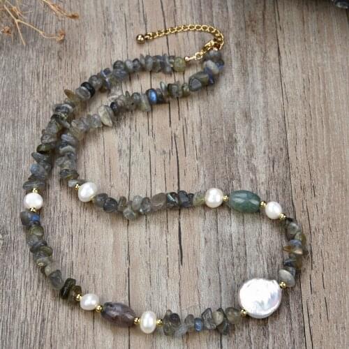 New freshwater pearl necklace simple design green stone tiger eye wild elegant charm fashion temperament female jewelry