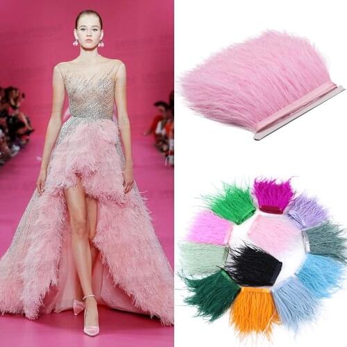 1 Meter Wholesale Natural Ostrich Feathers Fringe Trims 6-20cm Decoration Accessories for Wedding Plumes Trim DIY Crafts
