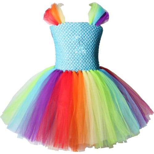 Little Horse Unicorn Inspired Tutu Dress Rainbow Princess Cartoon Tutu Dresses for Girls Kids Halloween Birthday Party Costume