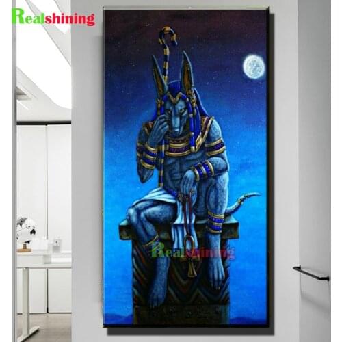 Full Square Round Diamond Embroidery Anubis Egyptian Pharaoh 5D DIY Diamond Painting General Cross Stitch Handicraft N2195