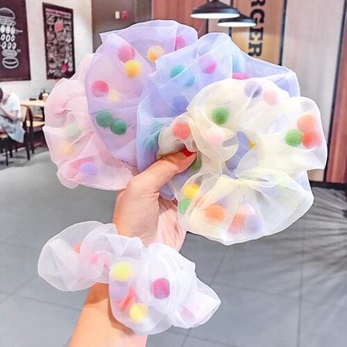 Fashion Women Silk Color Ball Elastic Handmade Multicolor Hair Band Ponytail Holder Headband Hair Accessories
