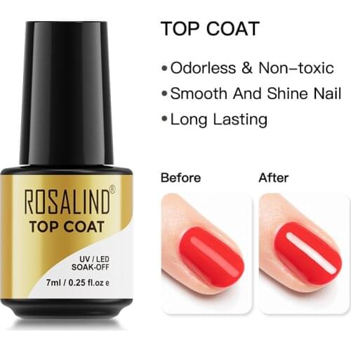 ROSALIND 7ml Top Coat Gel Nail Polish For Nail Art Painting Keep Nail Manicure Semi Permanent Transparent Nail Art
