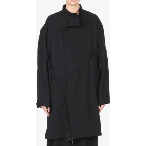 S-6XL!!2020 autumn/winter multi-button medium length black trench coat loose shoulder coat for both men and women