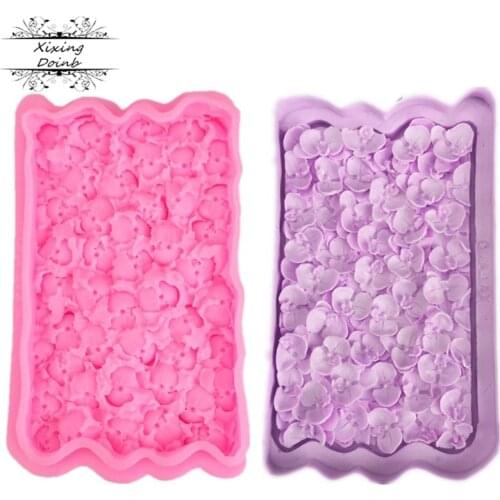 Orchid flower pattern silicone mold polymer clay tool chocolate cake mold simulation flower texture wedding cake decorating tool