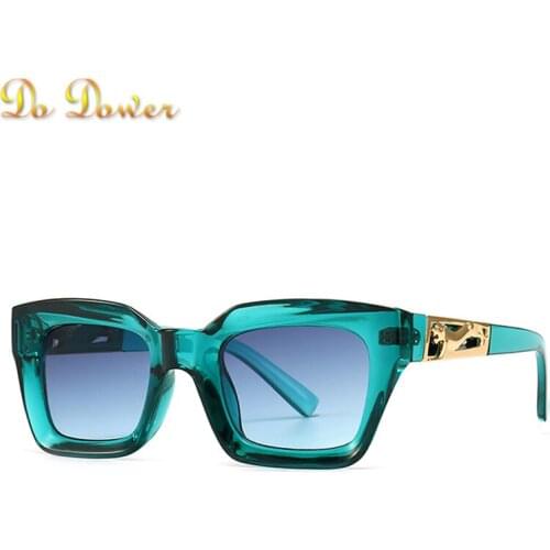 2021 New Fashion Cool Square Style Golden Jumping Leopard Sunglasses Vintage Luxury Brand Design Sun Glasses Oculos De Sol UV400