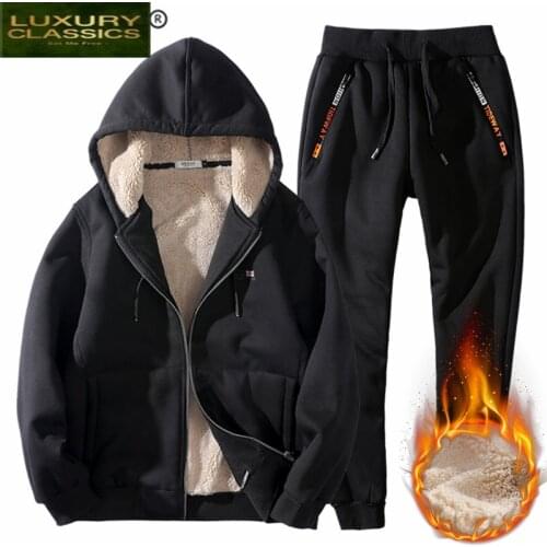 6xl Plus Mens Size Sportswear Winter Man Clothing Streetwear Tracksuit Men Two Piece Set Wool Liner Jogging Homme 15839