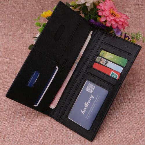 Super Slim Business Leather Clutch Long Wallet Bifold ID Card Holder Men Purse