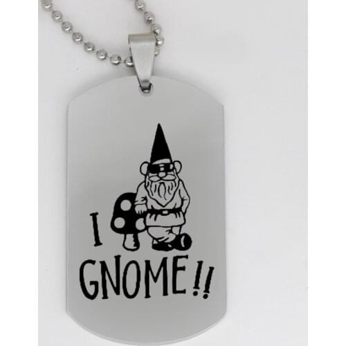 Ufine jewelry girl gift pendant army card Guardian spirit I GNOME stainless steel customed necklace N4222