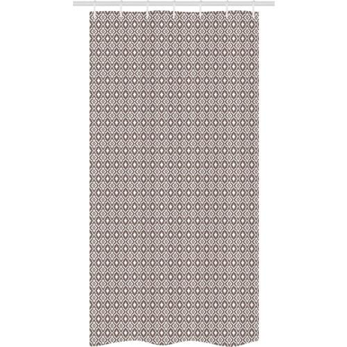 Vintage Taupe Mesh Shower Curtain Set Abstract Oriental Earthy Waterproof Fabric Narrow Bath Curtain Bathroom Decor with Hooks