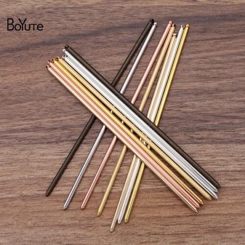 BoYuTe (10 Pieces/Lot) 7 Colors 3*130MM Metal Brass Hair Stick with One Loop Diy Hand Made Hair Jewelry Accessories