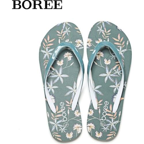 BOREE Women Flip Flops Summer Beach Sandals Flower Casual Slides Women Flat Shoes Non-Slip Home Soft Slippers Female Wholesale