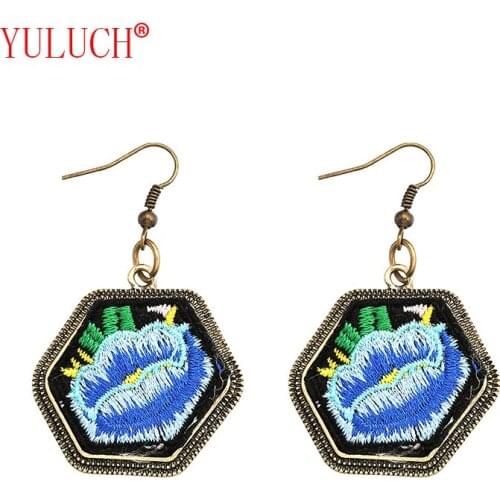 YULUCH Personality Womens Earrings Accessories for Bronze Design Zinc Alloy Inlay Embroidery Devils Lips Figure Jewelry Gifts