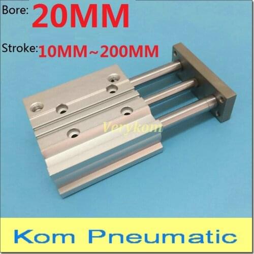 1/8" Pneumatic 20mm Three Rod Magnetic Guide Cylinder 3 Axis Piston TCM MGPM20*10x25/30/50Z/75/100/125/150/175/200-S SMC Type