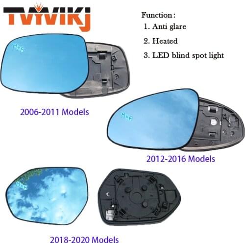 1 pair Side rearview mirror blue glass lens with LED blind spot light For Toyota Camry 2006-2020 anti glare door mirror wing