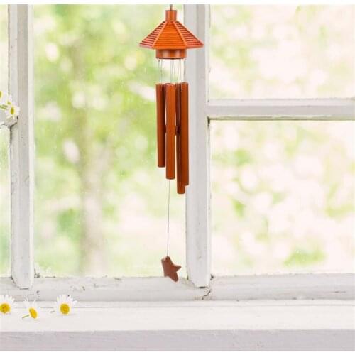 1Pc Chinese Style Wind Chime Garden Decor Pavilion Shape Wind Chimes Pendant Bamboo Wind Chime Hanging Decoration