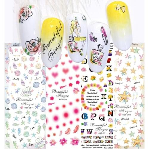 Large Sheet 3 In 1 Nail Art Sticker Set Flower Fairy Tale Leopard Water Decal Transfer Watermark Foil Wraps Decor Manicure
