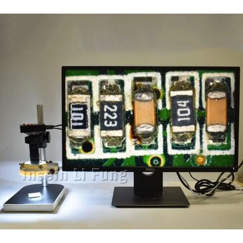 38MP 1080P 2K 60fps Industry Electronic Video Microscope Camera HDMI USB Magnifier+10X-200X Zoom C-Mount Lens+LED Light+Holder