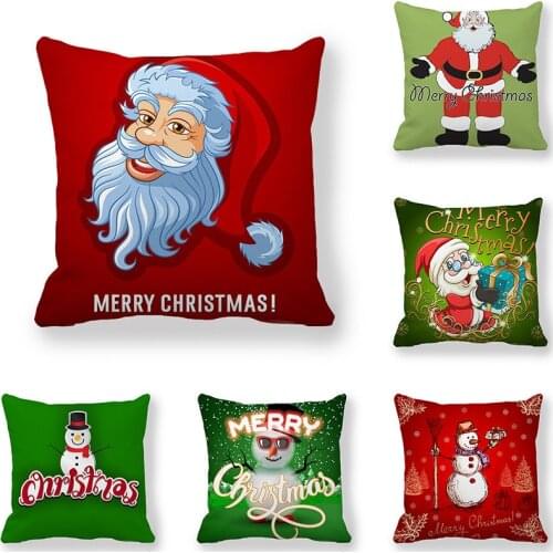 45x45cm Navidad Happy New Year 2021 Merry Christmas Decorations for Home Cushion Cover for Sofa Car Natal Snowman Elk Style