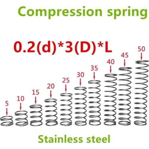 50pcs 0.2*3*(5/10/15/20/25/30/35/40/45/50) Stainless steel Series small spot spring wire compression pressure springs
