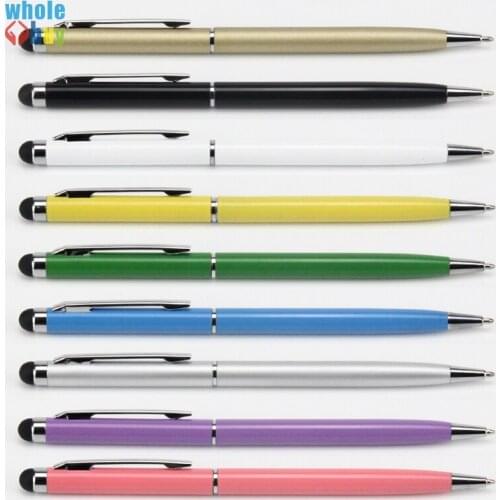 500pcs/lot Stylus Pen 2In1 Ball Point Stylus Touch Pen Capacitive Mobile Phone Universal Touch Screen Pen for IPhone Tablet PC