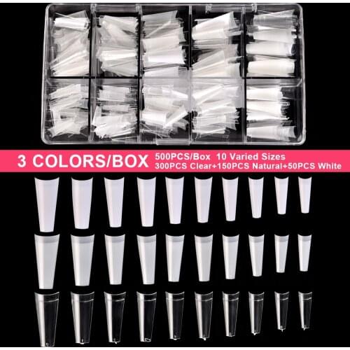 KADS 500pcs French Acrylic Nail Tips 3 Colors/Box Fake Nails Press On Nails Half Cover Artificial False Nails DIY Nail Art Tool