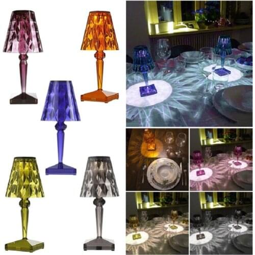 Diamond Table Lamp USB Rechargeable Acrylic Decoration Desk Lamps Bedroom Bedside Bar Crystal Lighting Fixtures Gift Night Light