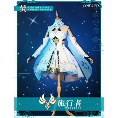 Anime!Genshin Impact Traveler Lumine Hotaru Game Suit Noble Dress Lovely Uniform Cosplay Costume Halloween Outfit Women 2021 NEW